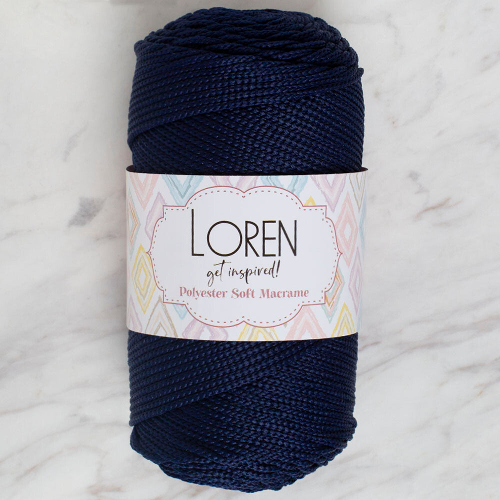Loren Polyester Soft Macrame Koyu Lacivert El Örgü İpi - LM030